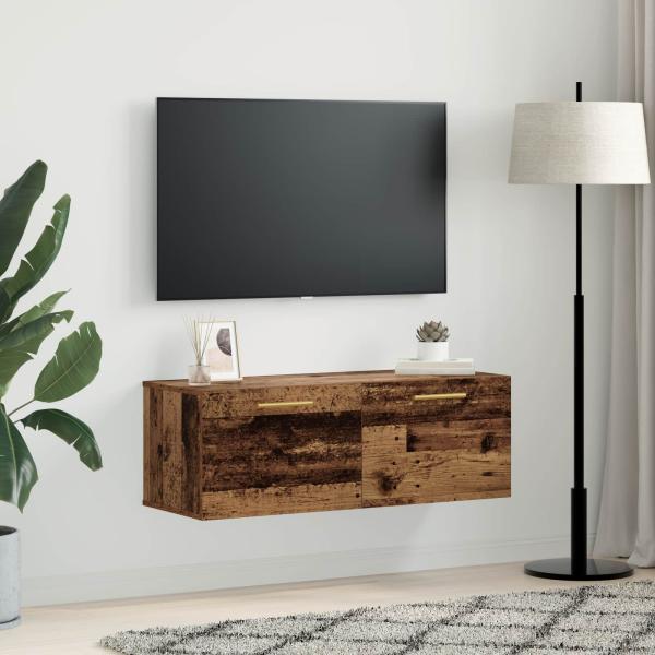 Wandschrank 100 x 36,5 x 35 cm Holzwerkstoff Altholz