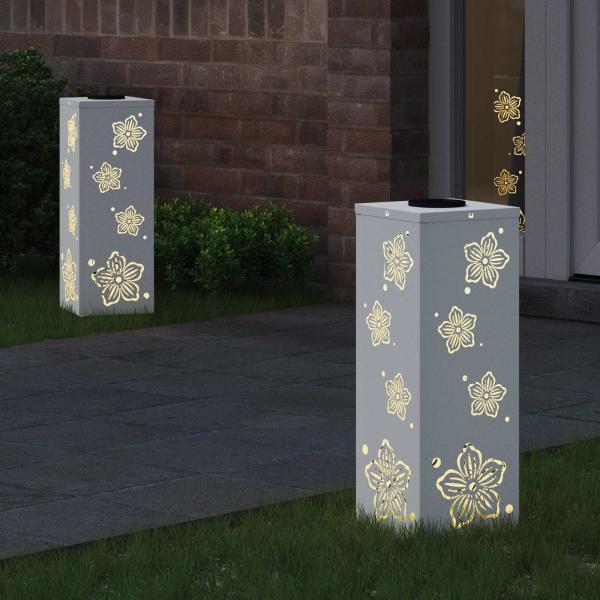 Solar LED Weg Licht 2 Stk. Warmes Weiß 18 x 18 x 50 cm