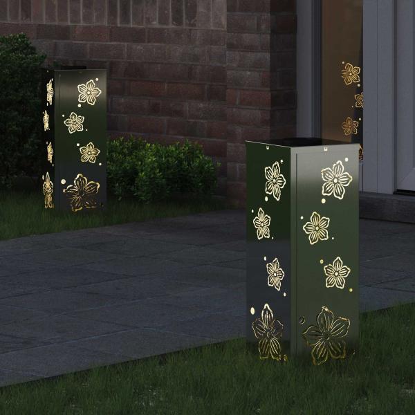 Solar LED Weg Licht 2 Stk. Warmes Weiß 18 x 18 x 50 cm