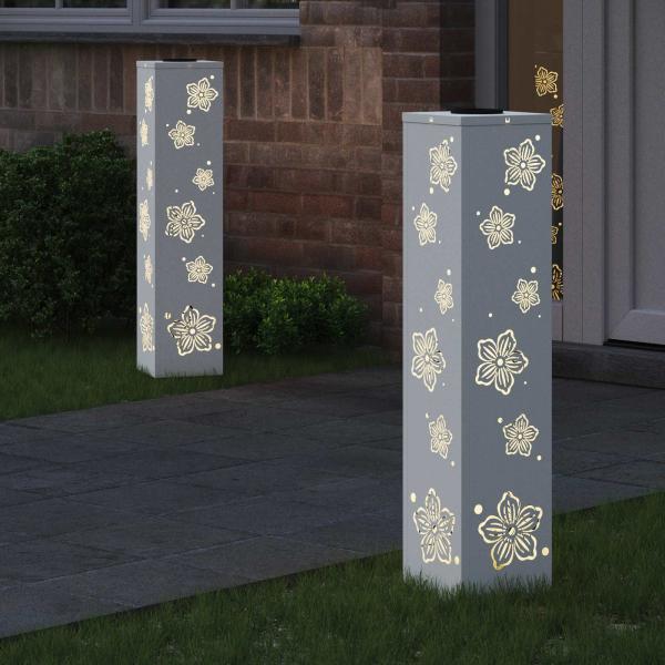 Solar LED Weg Licht 2 stk. Warmes Weiß 18 x 18 x 80 cm