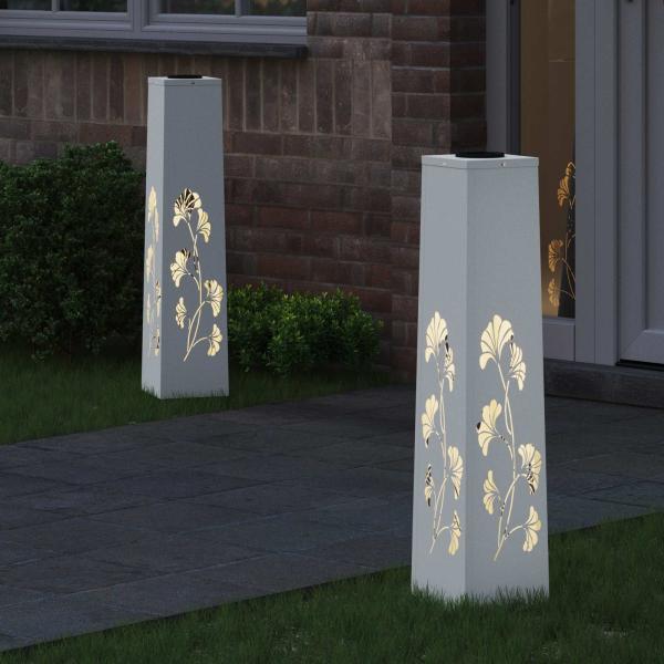 Solar LED Weg Licht 2 stk. Warmes Weiß 18 x 18 x 80 cm