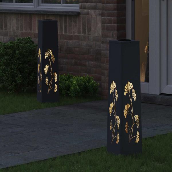 Solar LED Weg Licht 2 Stk. Warmes Weiß 18 x 18 x 80 cm
