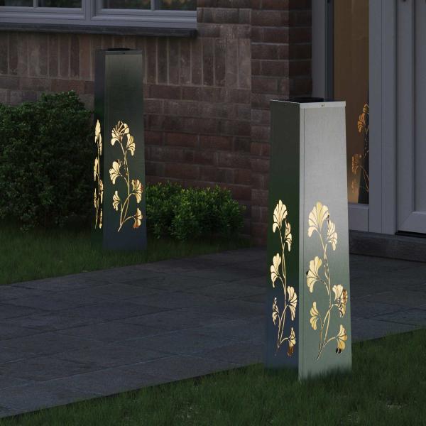 Solar LED Weg Licht 2 Stk. Warmes Weiß 18 x 18 x 80 cm
