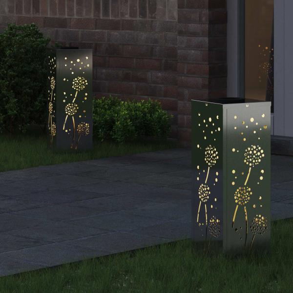 Solar LED Weg Licht 2 stk. Warmes Weiß 18 x 18 x 50 cm