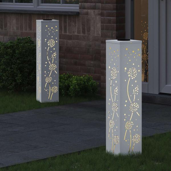 Solar LED Weg Licht 2 stk. Warmes Weiß 18 x 18 x 80 cm