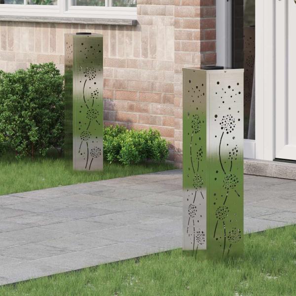 ARDEBO.de - Solar LED Weg Licht 2 stk. Warmes Weiß 18 x 18 x 80 cm