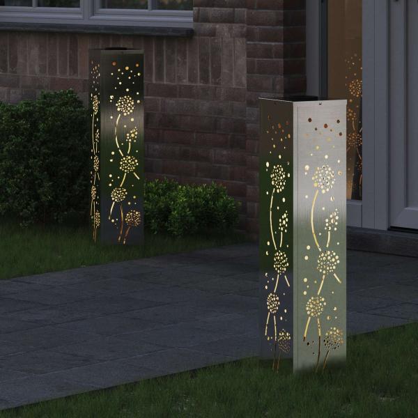 Solar LED Weg Licht 2 stk. Warmes Weiß 18 x 18 x 80 cm