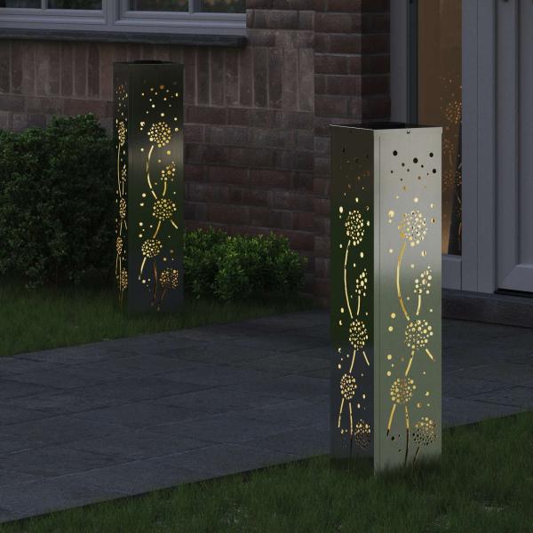 Solar LED Weg Licht 2 stk. Warmes Weiß 18 x 18 x 80 cm