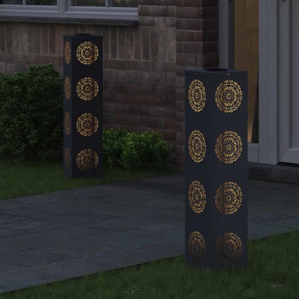 Solar LED Weg Licht 2 Stk. Warmes Weiß 18 x 18 x 80 cm