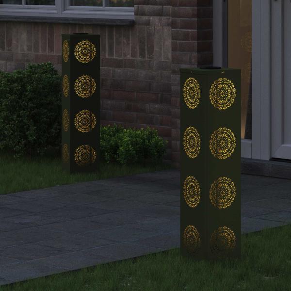 Solar LED Weg Licht 2 stk. Warmes Weiß 18 x 18 x 80 cm