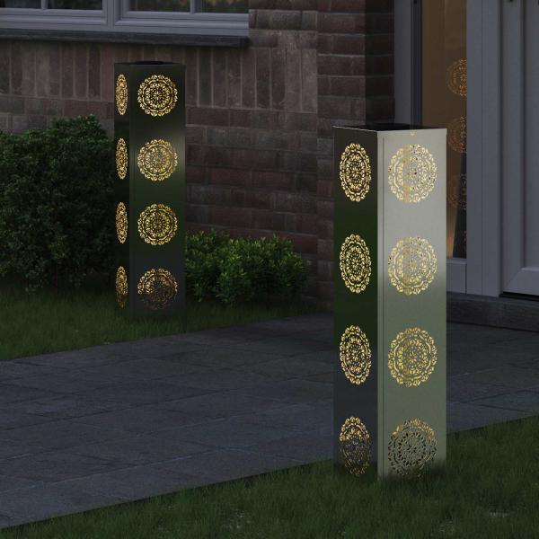 Solar LED Weg Licht 2 stk. Warmes Weiß 18 x 18 x 80 cm