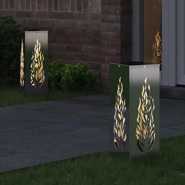 Solar LED Weg Licht 2 Stk. Warmes Weiß 18 x 18 x 50 cm