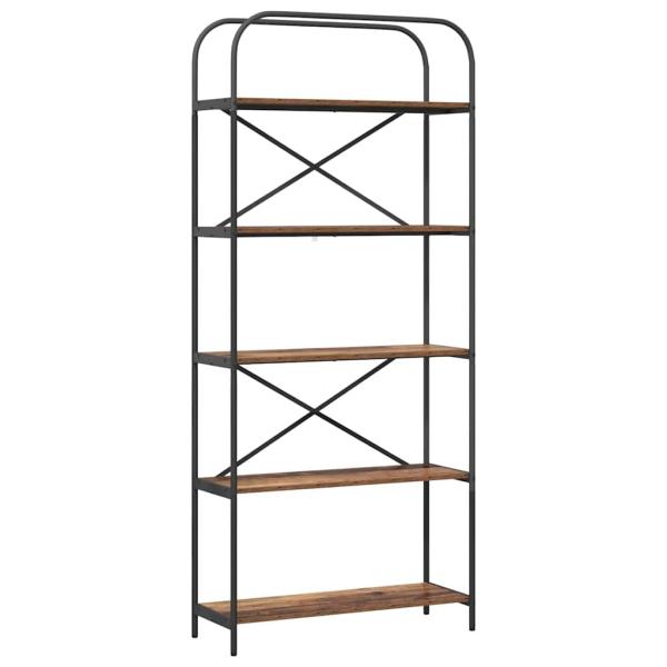 Bücherregal 5 Ebenen 80 x 30 x 183 cm Holzwerkstoff Altholz