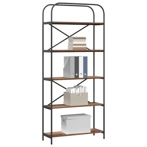 Bücherregal 5 Ebenen 80 x 30 x 183 cm Holzwerkstoff Altholz