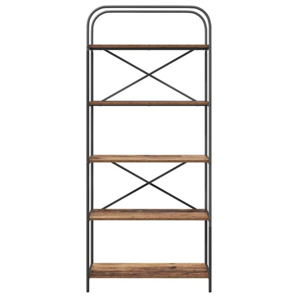 Bücherregal 5 Ebenen 80 x 30 x 183 cm Holzwerkstoff Altholz