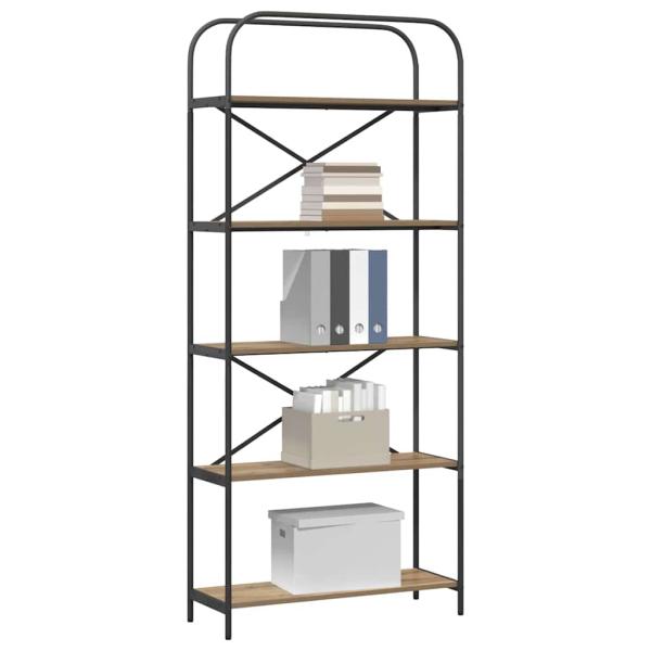 Bücherregal 5 Ebenen 80 x 30 x 183 cm Holzwerkstoff