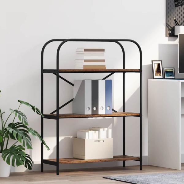 ARDEBO.de - B?cherregal 3 Ebenen 80 x 30 x 109 cm Holzwerkstoff Altholz