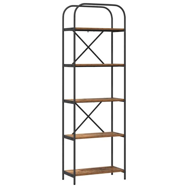 Bücherregal 5 Ebenen 60 x 30 x 183 cm Holzwerkstoff Altholz