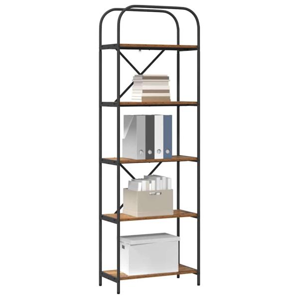 Bücherregal 5 Ebenen 60 x 30 x 183 cm Holzwerkstoff Altholz