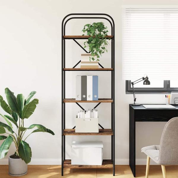 Bücherregal 5 Ebenen 60 x 30 x 183 cm Holzwerkstoff Altholz