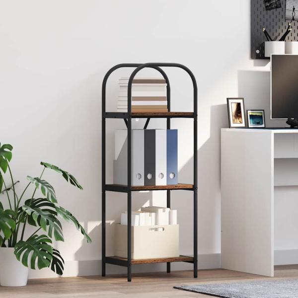 ARDEBO.de - Bücherregal 3 Ebenen 40 x 30 x 109 cm Holzwerkstoff Altholz