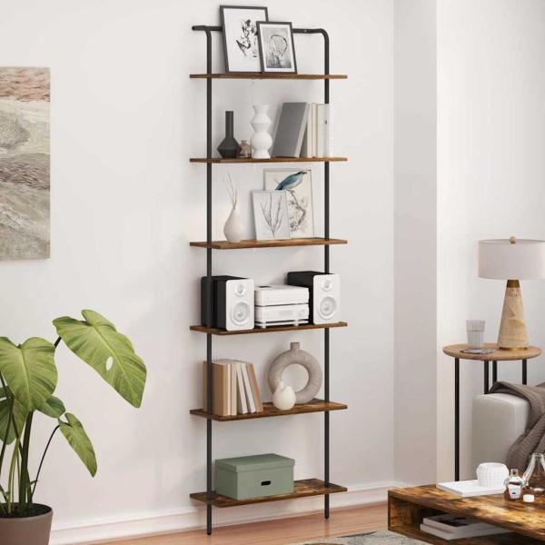 Bücherregal 6 Ebenen 60 x 24 x 203 cm Holzwerkstoff