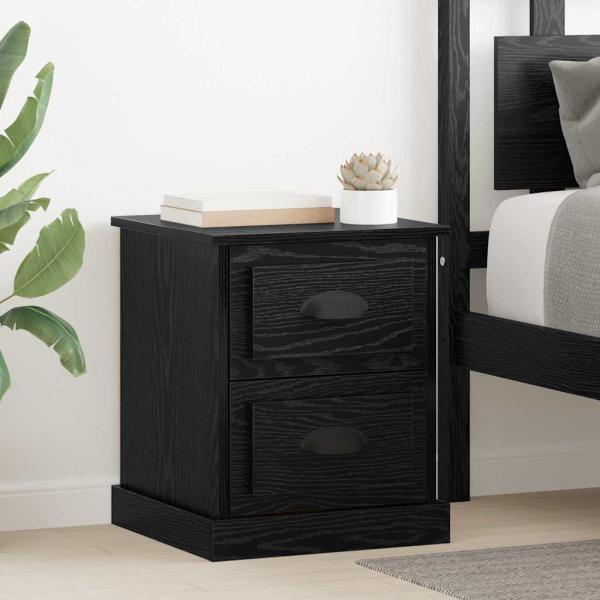 ARDEBO.de - Nachttisch 2 Stk. Schwarz Eichen-Optik 39 x 39 x 47,5 cm