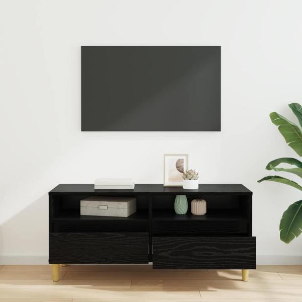 TV-Schränk 100 x 34,5 x 44,5 cm Schwarz Eichen-Optik