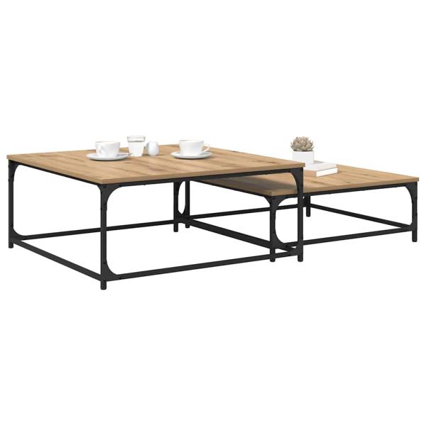 Couchtisch 2 stk. Artisan-Eiche 80 x 80 x 35 cm Holzwerkstoff