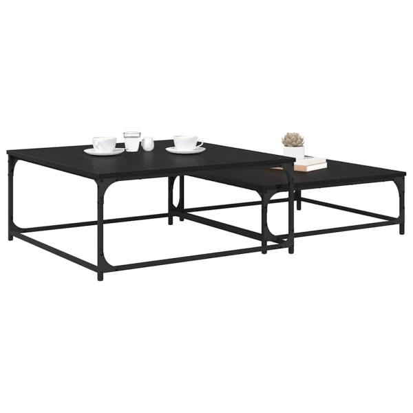 Couchtisch 2 stk. Schwarz Eichen-Optik 80 x 80 x 35 cm