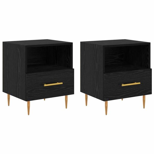 Nachttisch 2 Stk. Schwarz 40 x 35 x 47,5 cm Holzwerkstoff