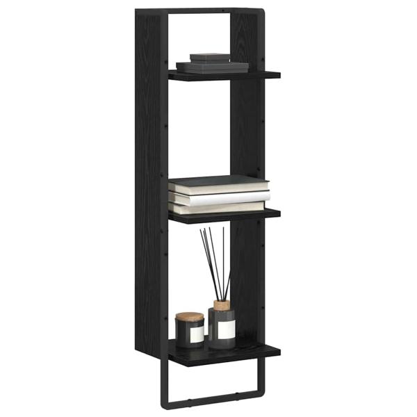 Wandregal Wandhalterung Schwarz Eichen-Optik 30 x 25 x 100 cm