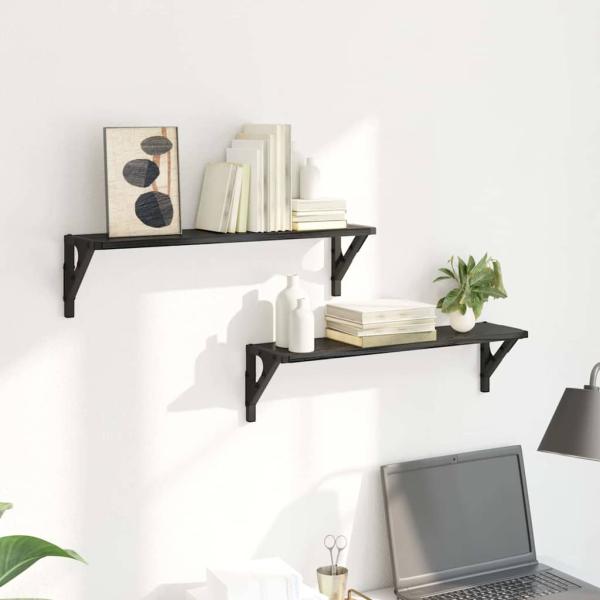 Wandregale 2 stk. Schwarz Eichen-Optik 60 x 15 x 15,5 cm