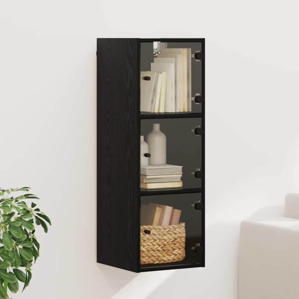 ARDEBO.de - Wandschrank 35 x 37 x 102 cm Holzwerkstoff Schwarz Eichen-Optik