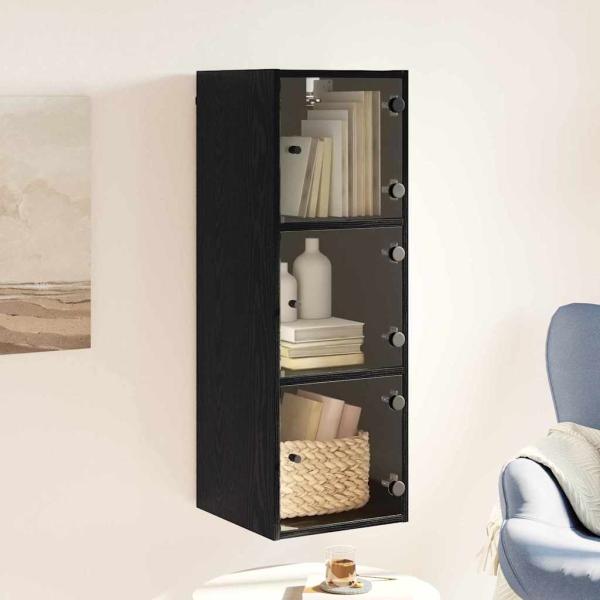 Wandschrank 35 x 37 x 102 cm Holzwerkstoff Schwarz Eichen-Optik