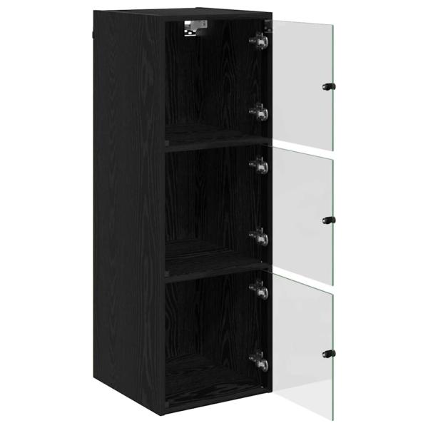 Wandschrank 35 x 37 x 102 cm Holzwerkstoff Schwarz Eichen-Optik