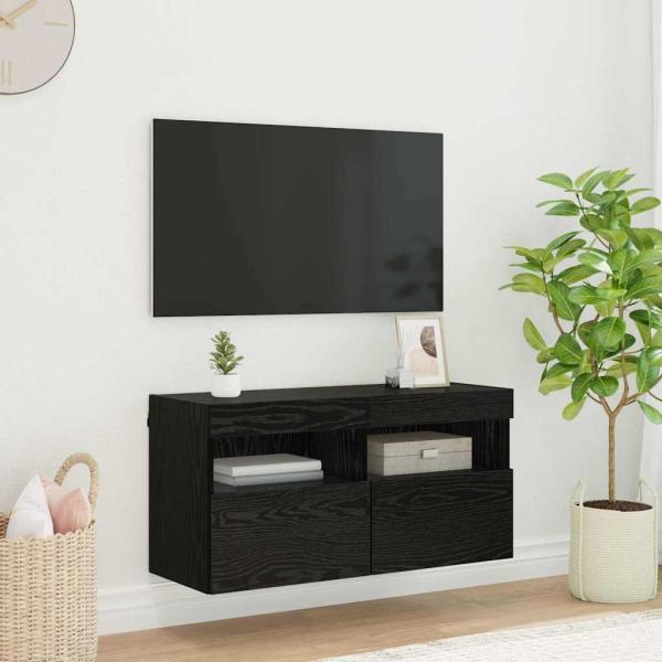 ARDEBO.de - TV-Wandschrank 80 x 30 x 40 cm Schwarz Eichen-Optik