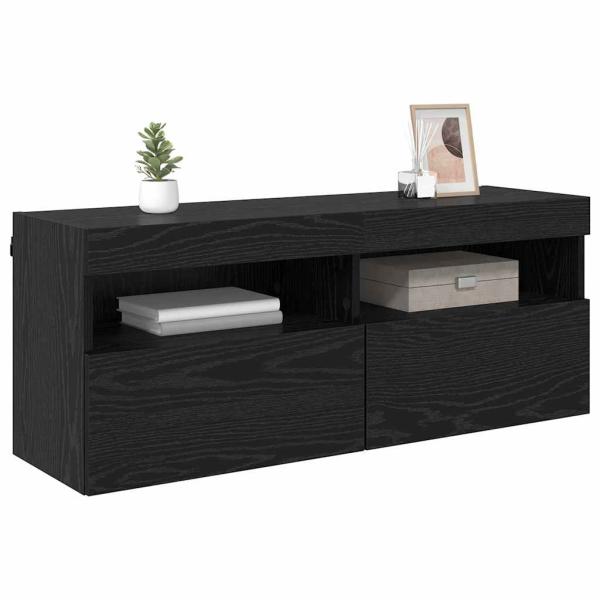 TV-Wandschrank 100 x 30 x 40 cm Schwarz Eichen-Optik