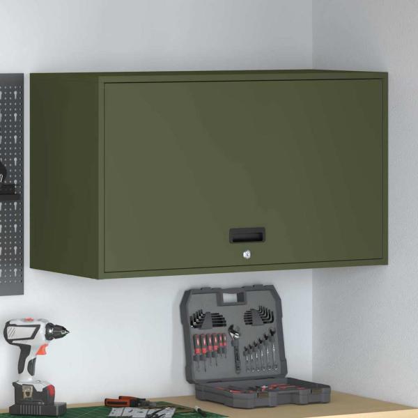 ARDEBO.de - Wandschrank für die Garage mit Gasdrucklift-Tür Olivgrün