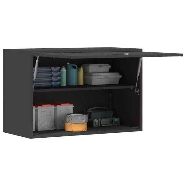 Wandschrank für die Garage mit Gasdrucklift-Tür Schwarz