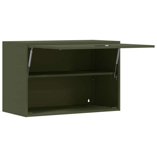 Wandschrank für die Garage mit Gasdrucklift-Tür Olivgrün