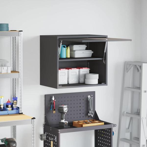 Wandschrank für die Garage mit Gasdrucklift-Tür Schwarz