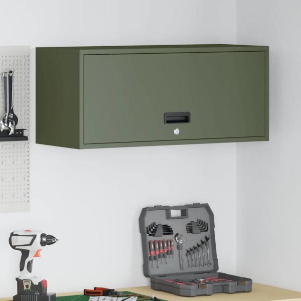 ARDEBO.de - Wandschrank für die Garage mit Gasdrucklift-Tür Olivgrün
