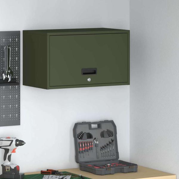 ARDEBO.de - Wandschrank für die Garage mit Gasdrucklift-Tür Olivgrün