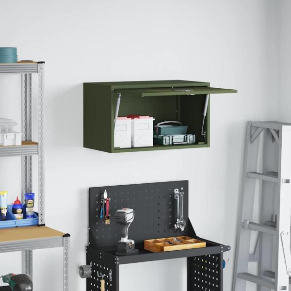 Wandschrank für die Garage mit Gasdrucklift-Tür Olivgrün
