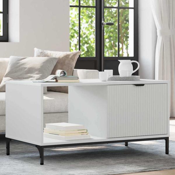 ARDEBO.de - Couchtisch Weiß 90 x 49 x 46 cm Holzwerkstoff