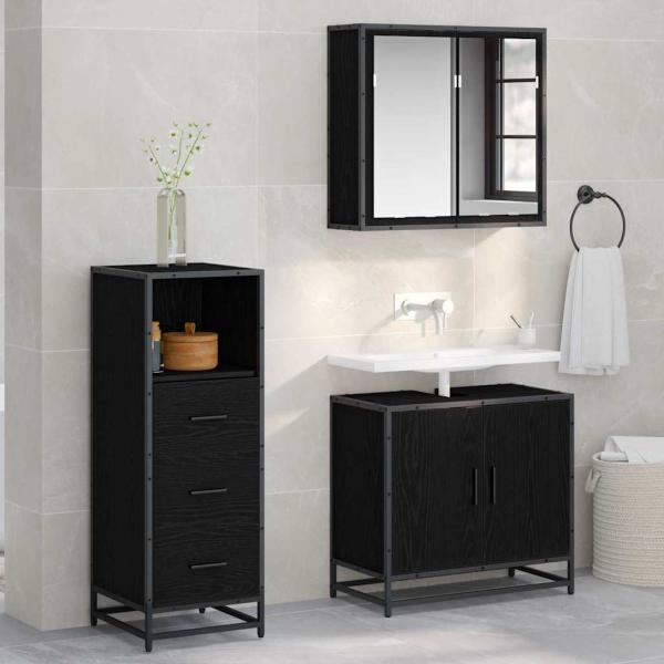 ARDEBO.de - Badezimmermöbel-Set Schwarz Eichen-Optik 35 x 37,5 x 100 cm