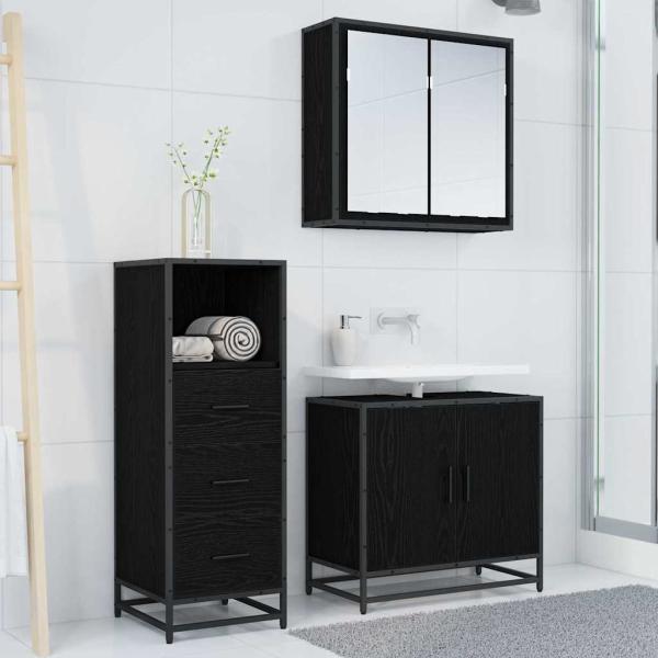 Badezimmermöbel-Set Schwarz Eichen-Optik 35 x 37,5 x 100 cm