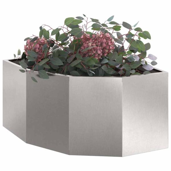 Eckpflanzer Silber 60 x 60 x 35 cm Edelstahl