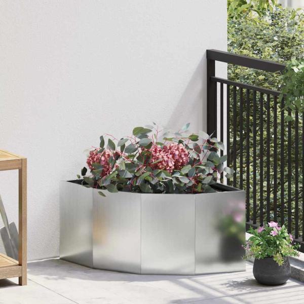 ARDEBO.de - Eckpflanzer Silber 60 x 60 x 35 cm Verzinkter Stahl